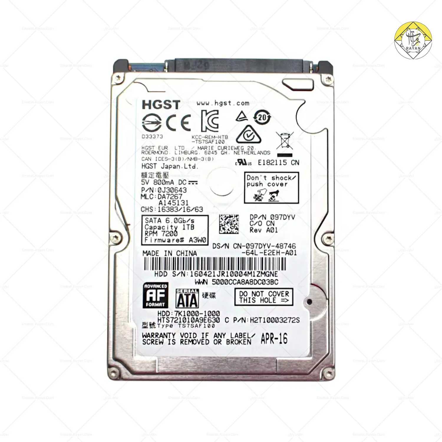 هارد اینترنال HGST مدل apr-16 ظرفیت 1 ترابایت - x73